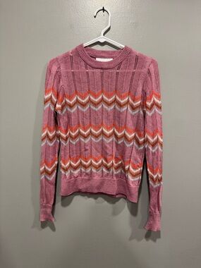 Heartloom Pointelle Chevron Lightweight Knit Sweater Size Medium